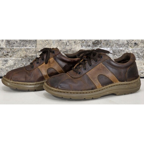 Vintage 90s Y2K Skechers Men\'s 8 Brown Leather Bicycle Toe Casual Oxfords Grunge main image 8